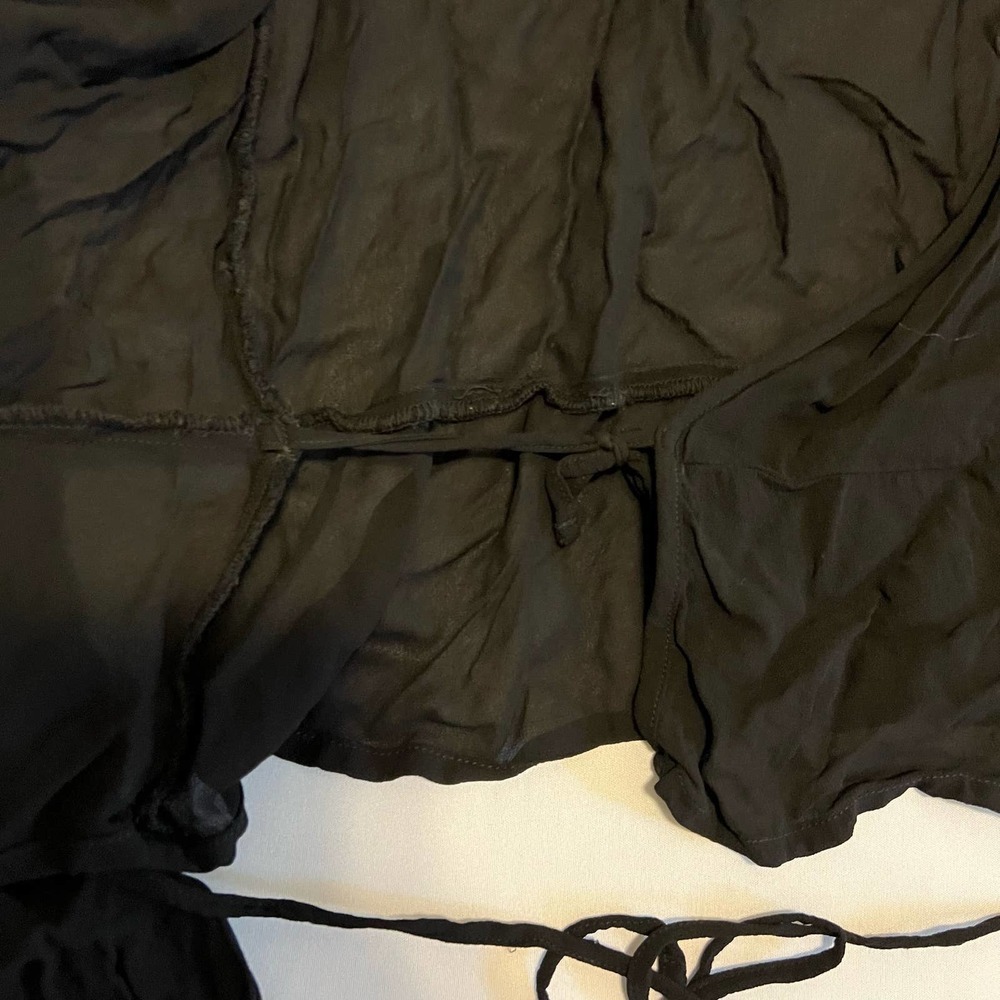 LACAUSA Black gauze wrap long sleeve top blouse S - Picture 6 of 9